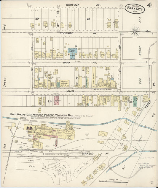 Sanborn Fire Insurance Map from Park City, Summit County, Utah (1889), Sheet #0004 - Historic Sanborn Fire Insurance Map Print, vintage old map wall art, antique decor, genealogy gift, Utah Utah map
