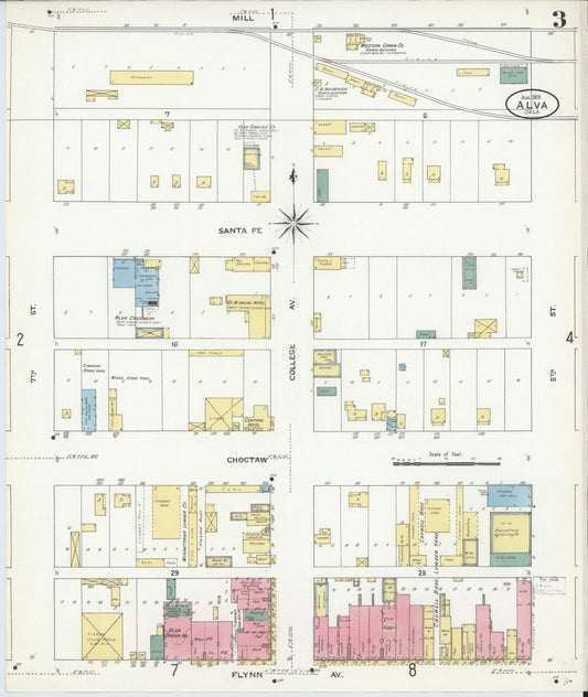 Sanborn Fire Insurance Map from Alva, Woods County, Oklahoma (1909), Sheet #0003 - Historic Sanborn Fire Insurance Map Print, vintage old map wall art, antique decor, genealogy gift, Oklahoma Oklahoma map