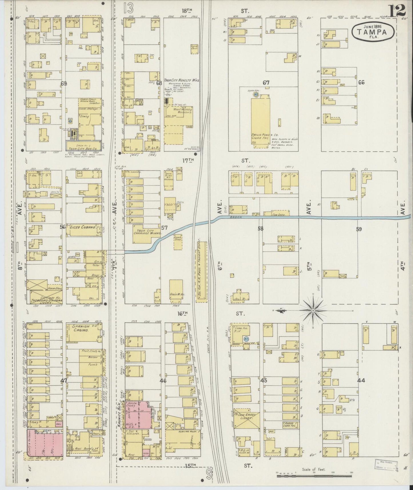 Sanborn Fire Insurance Map from Tampa, Hillsborough County, Florida (1895), Sheet #0016 - Complete Map Set gallery image, historic Sanborn map, vintage wall art, Florida Florida