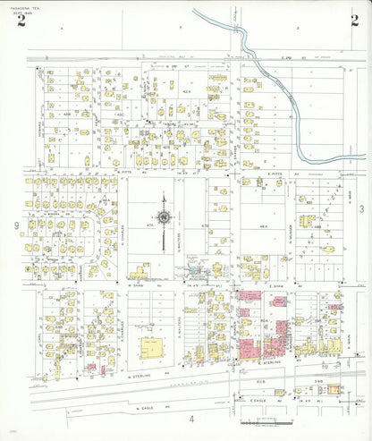 Sanborn Fire Insurance Map from Pasadena, Harris County, Texas (1943), Sheet #0002 - Complete Map Set gallery image, historic Sanborn map, vintage wall art, Texas Texas