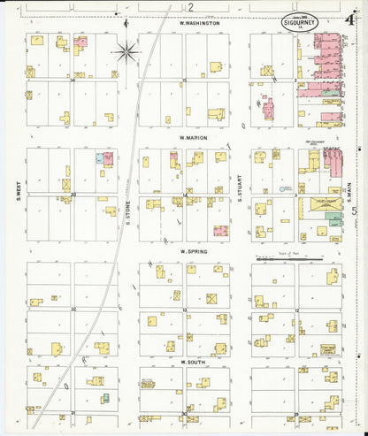 Sanborn Fire Insurance Map from Sigourney, Kiokuk County, Iowa (1899), Sheet #0004 - Historic Sanborn Fire Insurance Map Print, vintage old map wall art