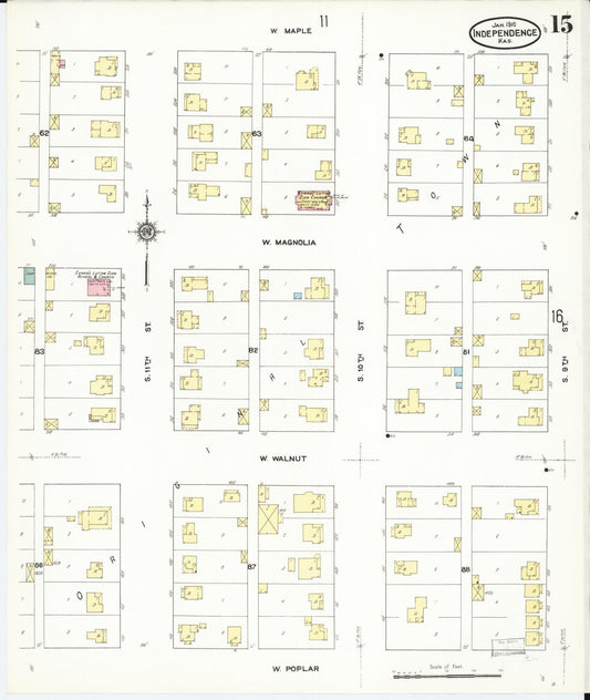 Sanborn Fire Insurance Map from Independence, Montgomery County, Kansas (1910), Sheet #0015 - Historic Sanborn Fire Insurance Map Print, vintage old map wall art, antique decor, genealogy gift, Kansas Kansas map