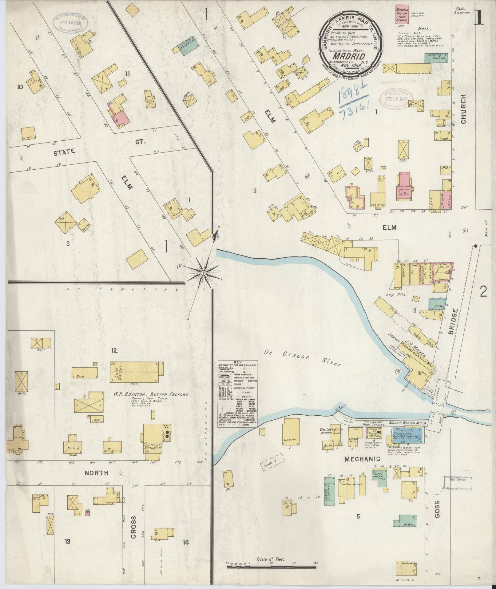 Sanborn Fire Insurance Map from Madrid, St. Lawrence County, New York. (1898) – Historic Sanborn Fire Insurance Map Print