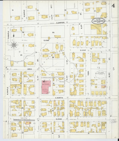 Sanborn Fire Insurance Map from Ishpeming, Marquette County, Michigan (1904), Sheet #0004 - Historic Sanborn Fire Insurance Map Print, vintage old map wall art, antique decor, genealogy gift, Michigan Michigan map