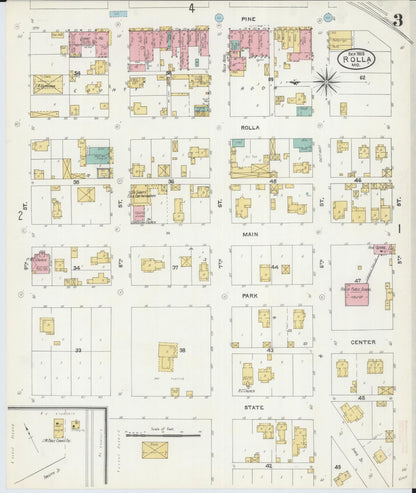 Sanborn Fire Insurance Map from Rolla, Phelps County, Missouri (1905), Sheet #0003 - Complete Map Set gallery image, historic Sanborn map, vintage wall art, Missouri Missouri