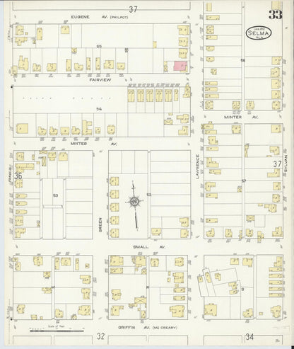 Sanborn Fire Insurance Map from Selma, Dallas County, Alabama (1913), Sheet #0033 - Complete Map Set gallery image, historic Sanborn map, vintage wall art, Alabama Alabama