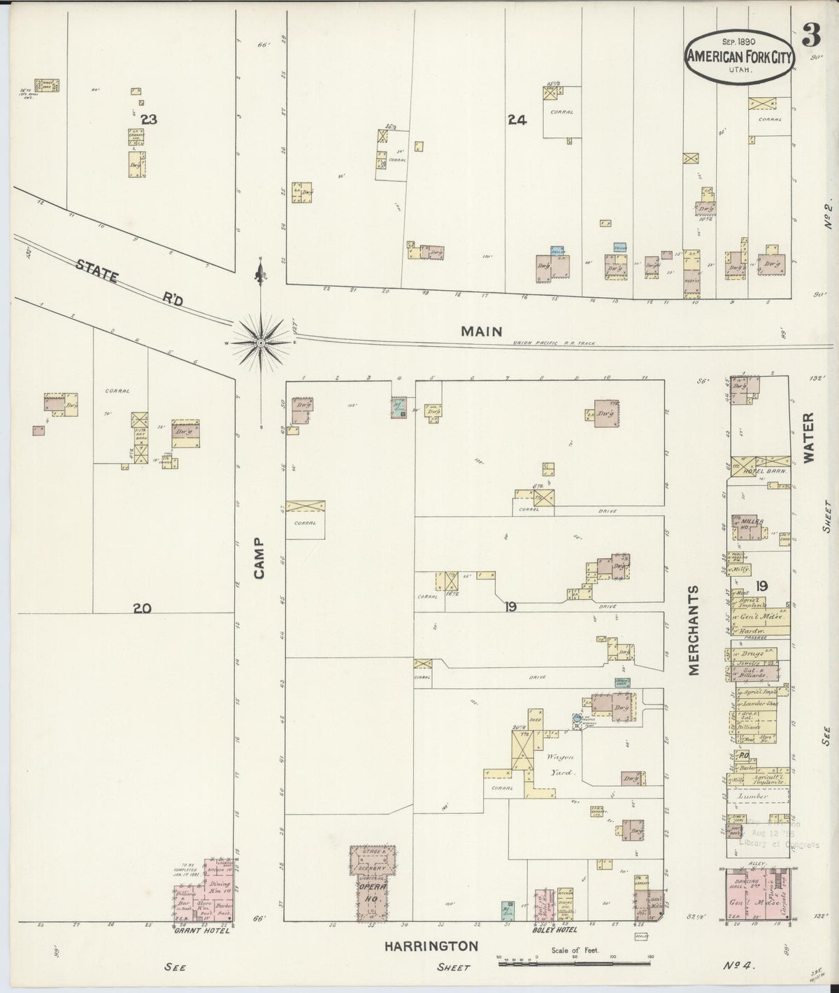 Sanborn Fire Insurance Map from American Fork, Utah County, Utah (1890), Sheet #0003 - Complete Map Set gallery image, historic Sanborn map, vintage wall art, American Fork Utah