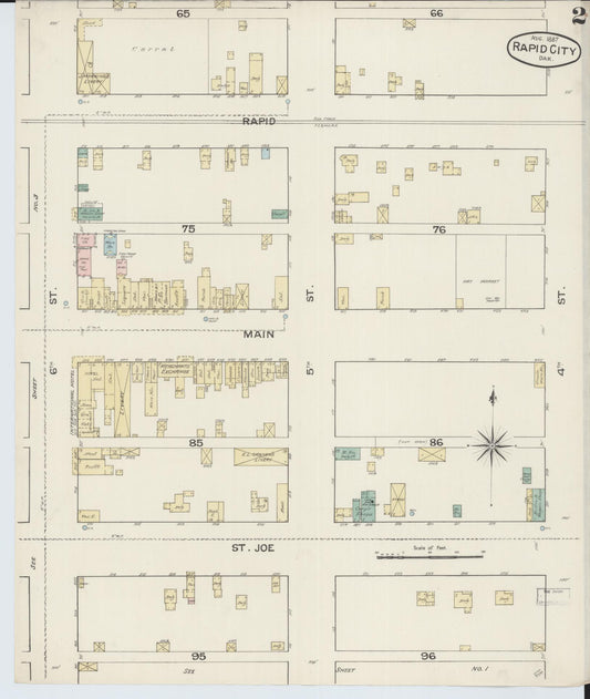 Sanborn Fire Insurance Map from Rapid City, Pennington County, South Dakota (1887), Sheet #0002 - Historic Sanborn Fire Insurance Map Print, vintage old map wall art, antique decor, genealogy gift, South Dakota South Dakota map