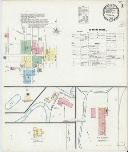 Sanborn Fire Insurance Map from Eufaula, Barbour County, Alabama (1897), Sheet #0001 - Complete Map Set gallery image, historic Sanborn map, vintage wall art, Alabama Alabama