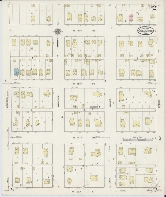 Sanborn Fire Insurance Map from Columbus, Platte County, Nebraska (1914), Sheet #0002 - Historic Sanborn Fire Insurance Map Print, vintage old map wall art, antique decor, genealogy gift, Nebraska Nebraska map