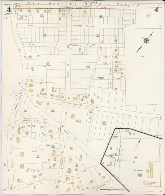 Sanborn Fire Insurance Map from Fanwood, Union County, New Jersey (1940), Sheet #0004 - Historic Sanborn Fire Insurance Map Print, vintage old map wall art, antique decor, genealogy gift, New Jersey New Jersey map