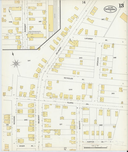 Sanborn Fire Insurance Map from Carbondale, Lackawanna County, Pennsylvania (1903), Sheet #0013 - Complete Map Set gallery image, historic Sanborn map, vintage wall art, Pennsylvania Pennsylvania