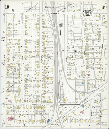 Sanborn Fire Insurance Map from Fostoria, Seneca, Hancock, And Wood Counties, Ohio (1924), Sheet #0018 - Historic Sanborn Fire Insurance Map Print, vintage old map wall art, antique decor, genealogy gift, Ohio Ohio map