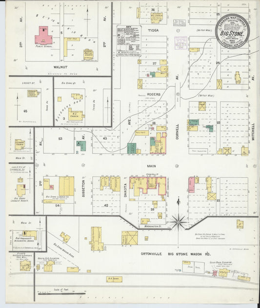 Sanborn Fire Insurance Map from Big Stone City, Grant County, South Dakota (1904), Sheet #0001 - Historic Sanborn Fire Insurance Map Print, vintage old map wall art, antique decor, genealogy gift, South Dakota South Dakota map