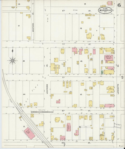 Sanborn Fire Insurance Map from Moundsville, Marshall County, West Virginia (1898), Sheet #0006 - Historic Sanborn Fire Insurance Map Print, vintage old map wall art, antique decor, genealogy gift, West Virginia West Virginia map
