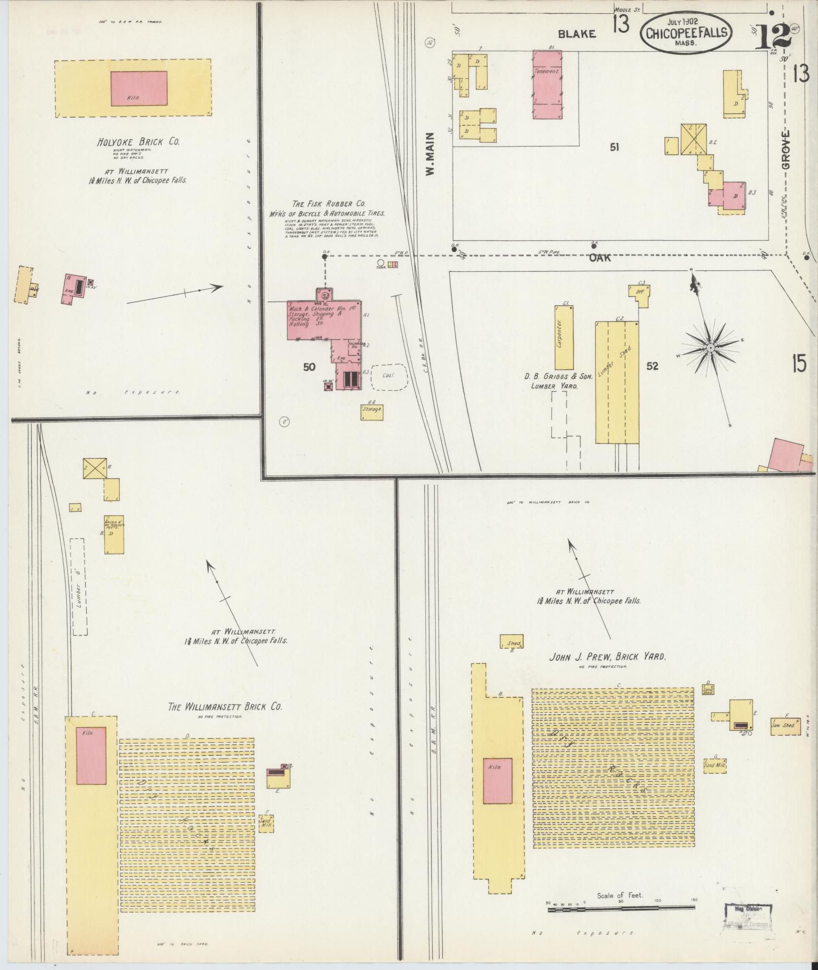 Sanborn Fire Insurance Map from Chicopee, Hampden County, Massachusetts (1902), Sheet #0012 - Complete Map Set gallery image, historic Sanborn map, vintage wall art, Massachusetts Massachusetts