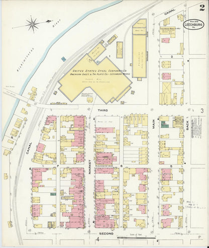 Sanborn Fire Insurance Map from Leechburg, Armstrong County, Pennsylvania (1909), Sheet #0002 - Complete Map Set gallery image, historic Sanborn map, vintage wall art, Pennsylvania Pennsylvania