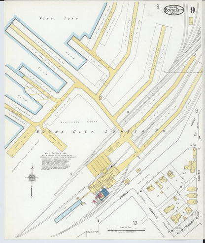 Sanborn Fire Insurance Map from Boyne City, Charlevoix County, Michigan (1919), Sheet #0009 - Complete Map Set gallery image, historic Sanborn map, vintage wall art, Michigan Michigan