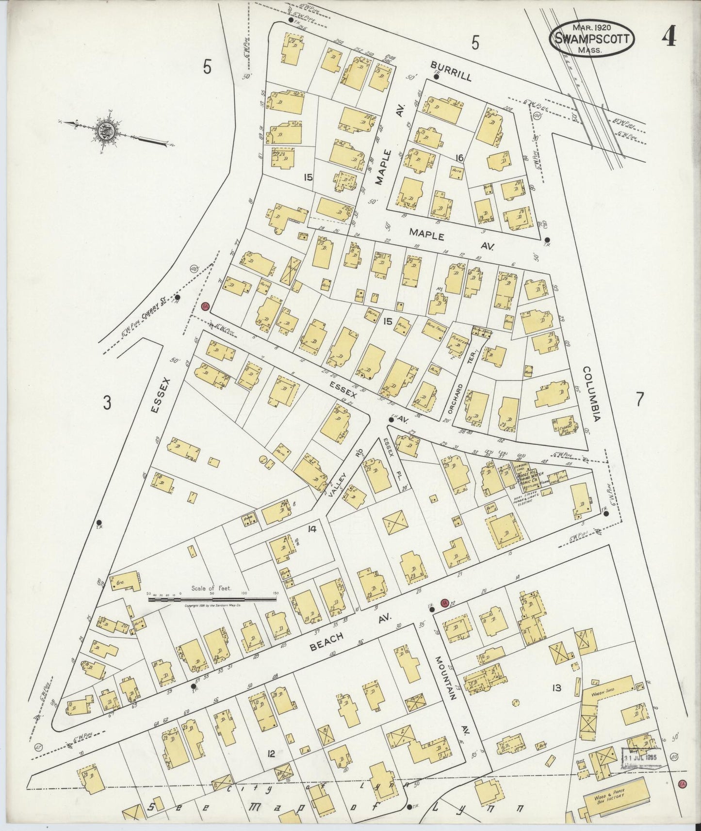 Sanborn Fire Insurance Map from Swampscott, Essex County, Massachusetts (1920), Sheet #0004 - Complete Map Set gallery image, historic Sanborn map, vintage wall art, Massachusetts Massachusetts