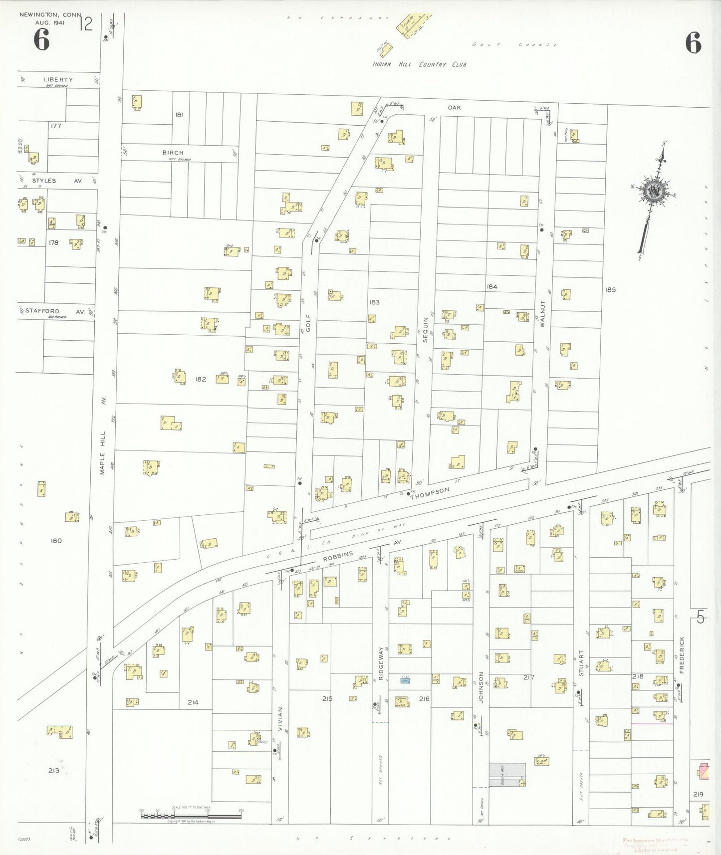 Sanborn Fire Insurance Map from Newington, Hartford County, Connecticut (1941), Sheet #0006 - Historic Sanborn Fire Insurance Map Print, vintage old map wall art, antique decor, genealogy gift, Connecticut Connecticut map