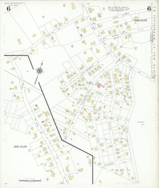 Sanborn Fire Insurance Map from North Smithfield, Providence County, Rhode Island (1940), Sheet #0006 - Historic Sanborn Fire Insurance Map Print, vintage old map wall art, antique decor, genealogy gift, Rhode Island Rhode Island map
