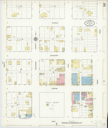 Sanborn Fire Insurance Map from Kyle, Hays County, Texas (1912), Sheet #0002 - Complete Map Set gallery image, historic Sanborn map, vintage wall art, Texas Texas