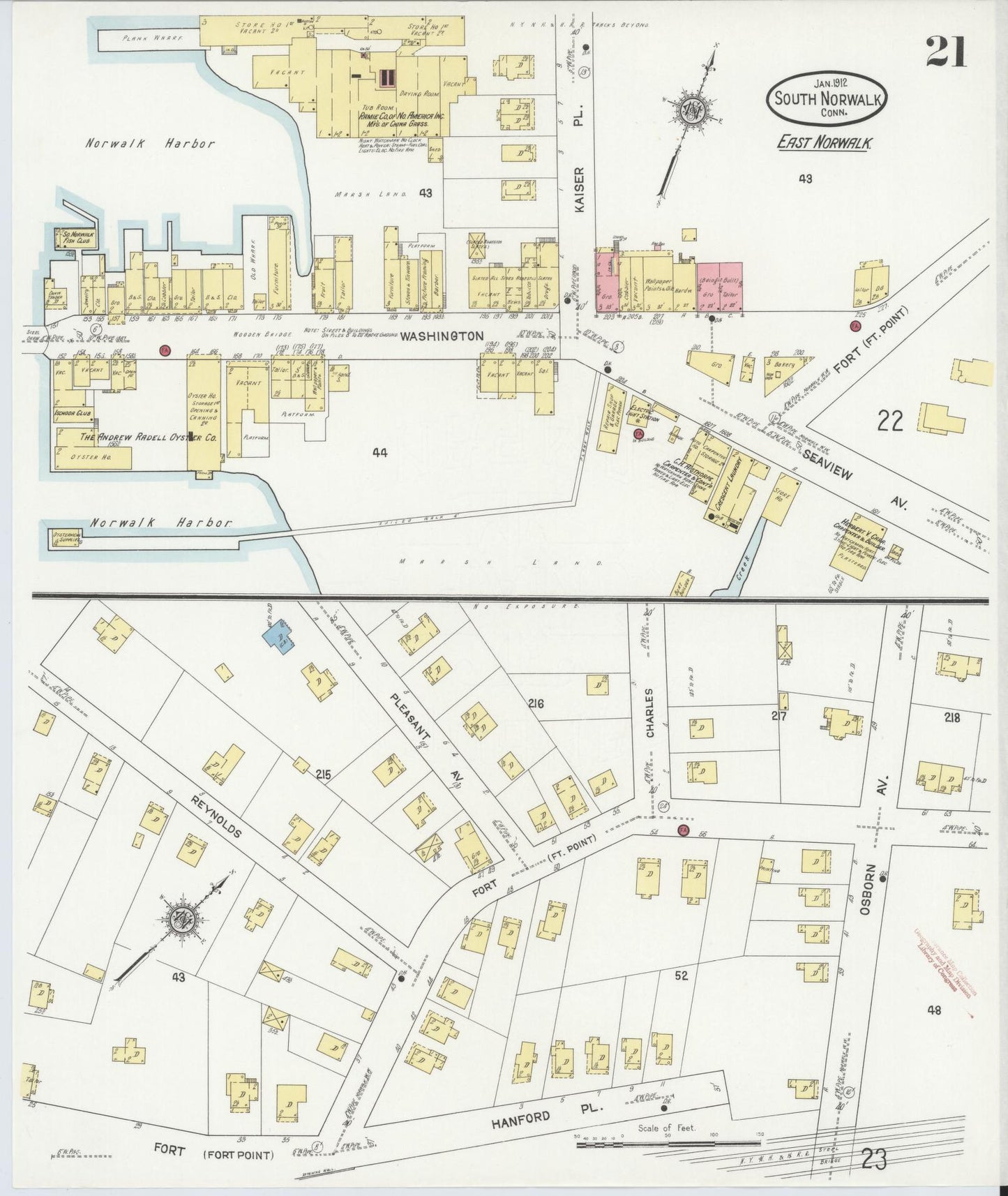 Sanborn Fire Insurance Map from South Norwalk, Fairfield County, Connecticut (1912), Sheet #0021 - Complete Map Set gallery image, historic Sanborn map, vintage wall art, Connecticut Connecticut