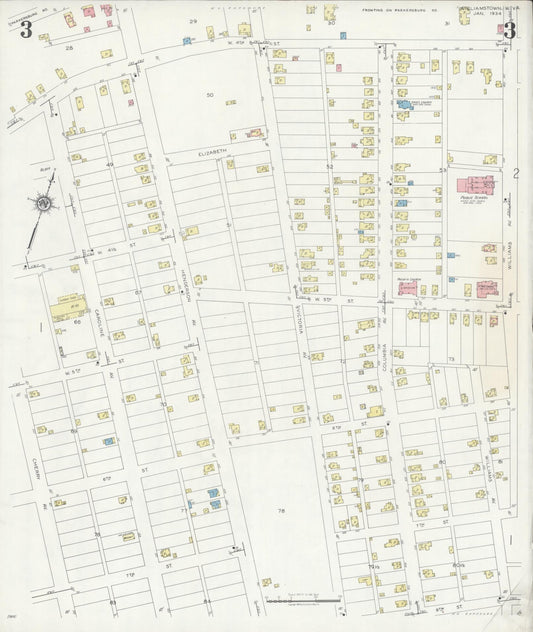 Sanborn Fire Insurance Map from Williamstown, Wood County, West Virginia (1934), Sheet #0003 - Historic Sanborn Fire Insurance Map Print, vintage old map wall art, antique decor, genealogy gift, West Virginia West Virginia map