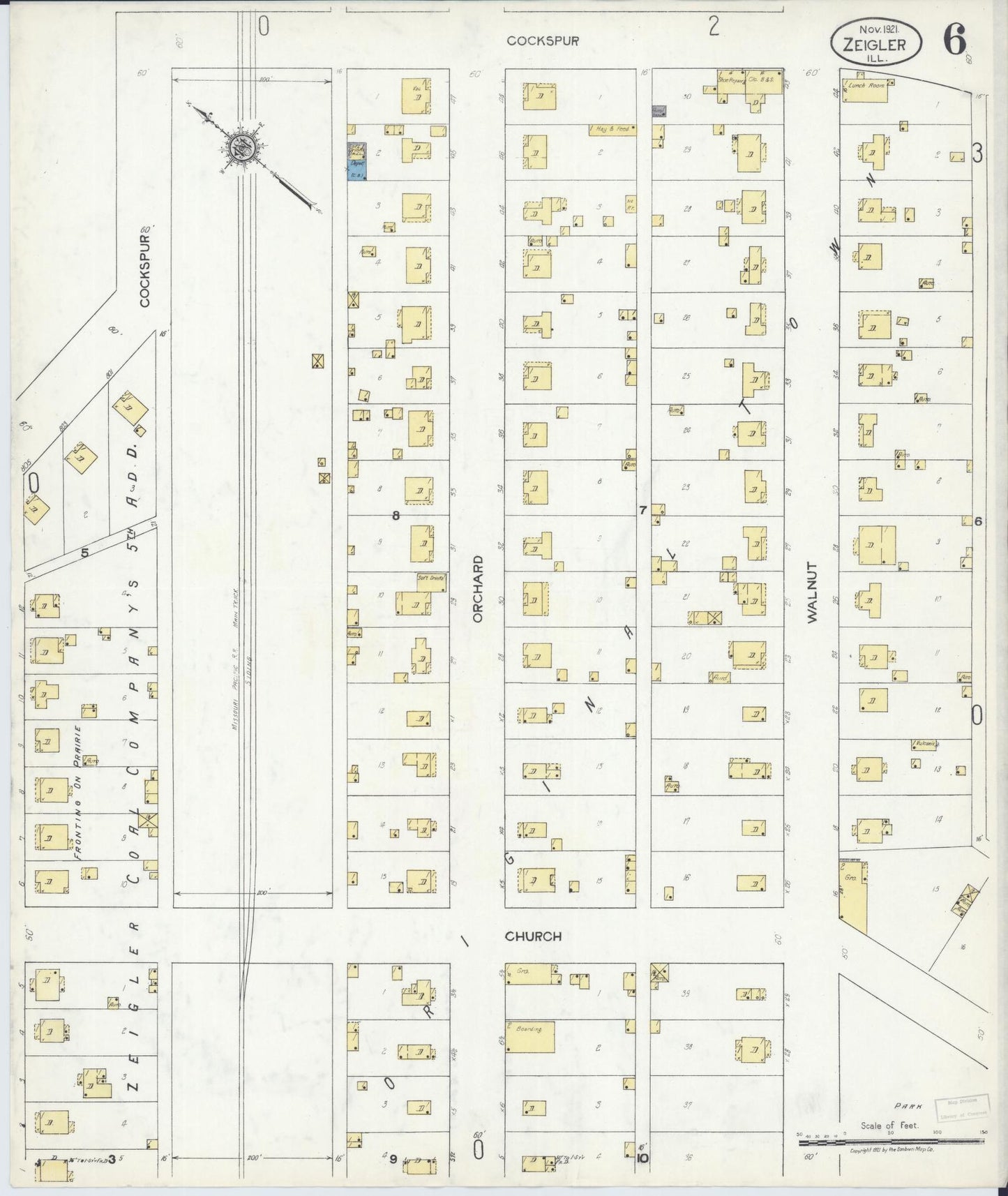 Sanborn Fire Insurance Map from Zeigler, Franklin County, Illinois (1921), Sheet #0006 - Complete Map Set gallery image, historic Sanborn map, vintage wall art, Illinois Illinois