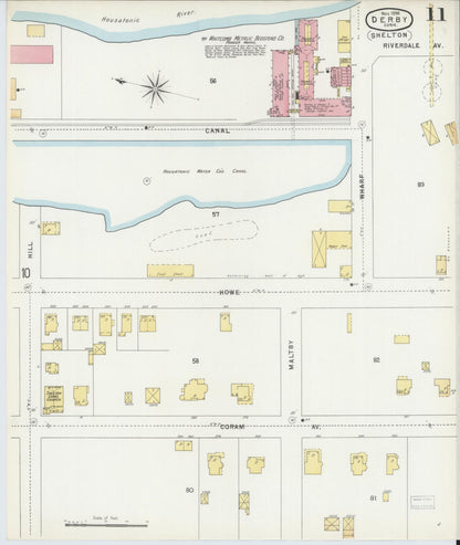 Sanborn Fire Insurance Map from Derby, New Haven County, Connecticut (1896), Sheet #0011 - Complete Map Set gallery image, historic Sanborn map, vintage wall art, Connecticut Connecticut