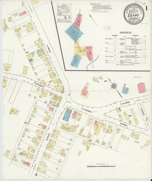 Sanborn Fire Insurance Map from Egypt, Lehigh County, Pennsylvania (1911), Sheet #0001 - Historic Sanborn Fire Insurance Map Print, vintage old map wall art, antique decor, genealogy gift, Pennsylvania Pennsylvania map