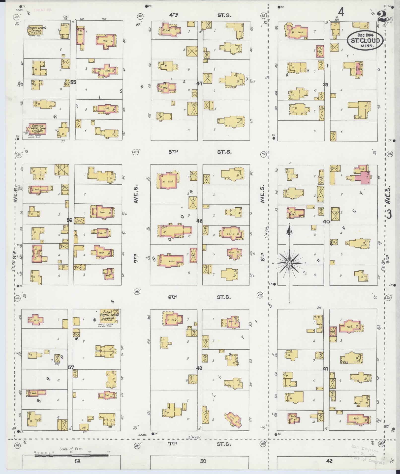 Sanborn Fire Insurance Map from Saint Cloud, Stearns, Benton, and Sherburne Counties, Minnesota (1904), Sheet #0002 - Complete Map Set gallery image, historic Sanborn map, vintage wall art, Minnesota Minnesota