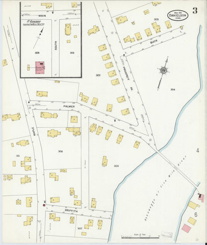 Sanborn Fire Insurance Map from Danielson, Windham County, Connecticut (1911), Sheet #0003 - Complete Map Set gallery image, historic Sanborn map, vintage wall art, Connecticut Connecticut