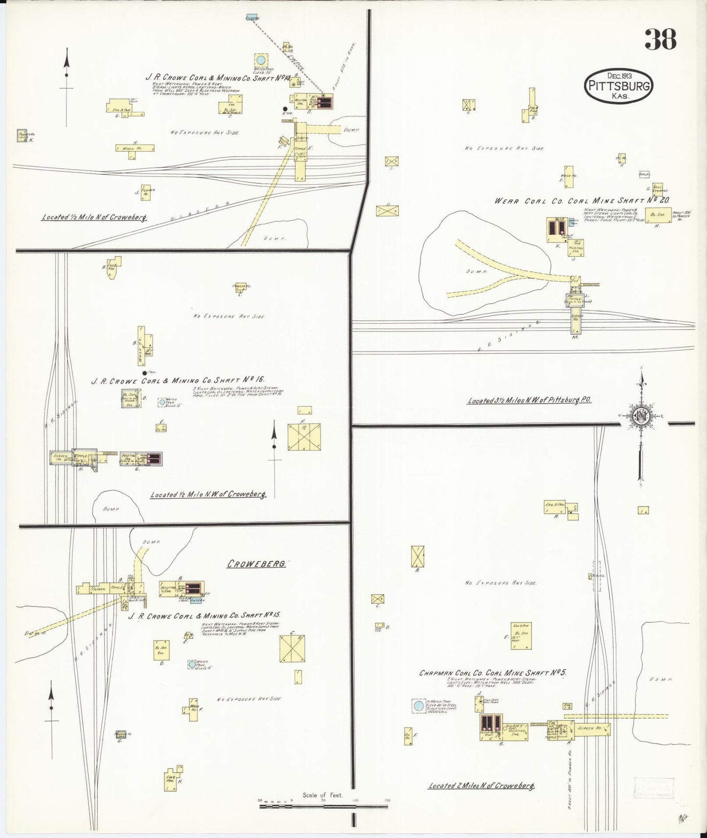 Sanborn Fire Insurance Map from Pittsburg, Crawford County, Kansas (1913), Sheet #0038 - Complete Map Set gallery image, historic Sanborn map, vintage wall art, Kansas Kansas