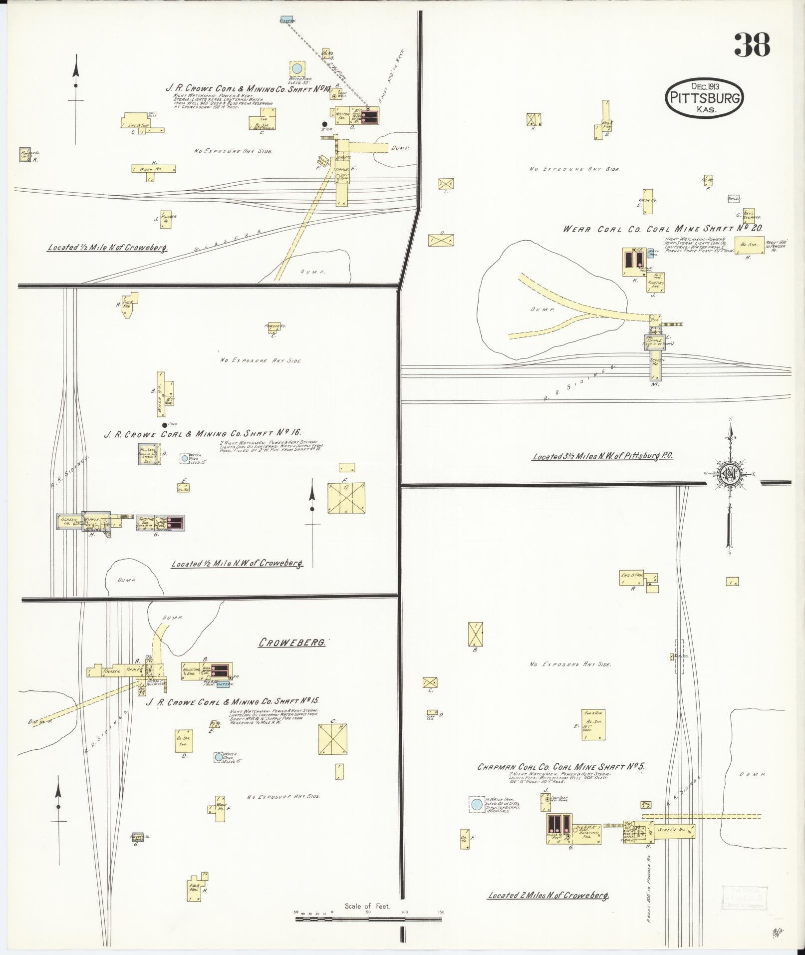 Sanborn Fire Insurance Map from Pittsburg, Crawford County, Kansas (1913), Sheet #0038 - Complete Map Set gallery image, historic Sanborn map, vintage wall art, Kansas Kansas