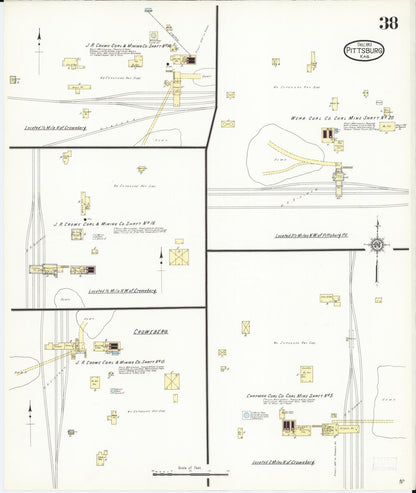 Sanborn Fire Insurance Map from Pittsburg, Crawford County, Kansas (1913), Sheet #0038 - Complete Map Set gallery image, historic Sanborn map, vintage wall art, Kansas Kansas
