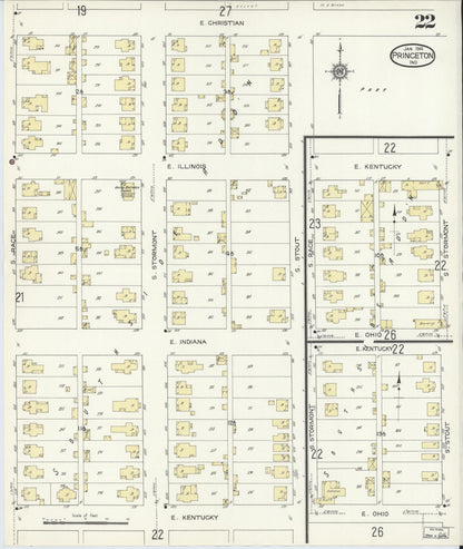 Sanborn Fire Insurance Map from Princeton, Gibson County, Indiana (1914), Sheet #0022 - Complete Map Set gallery image, historic Sanborn map, vintage wall art, Indiana Indiana