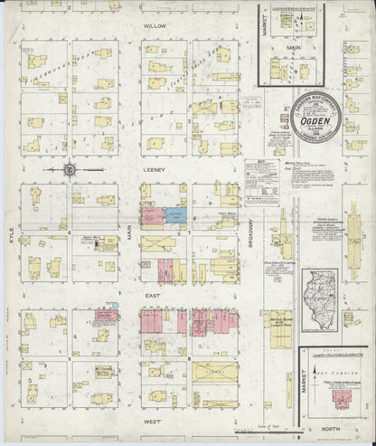 Sanborn Fire Insurance Map from Ogden, Champaign County, Illinois (1914), Sheet #0001 - Historic Sanborn Fire Insurance Map Print, vintage old map wall art, antique decor, genealogy gift, Illinois Illinois map