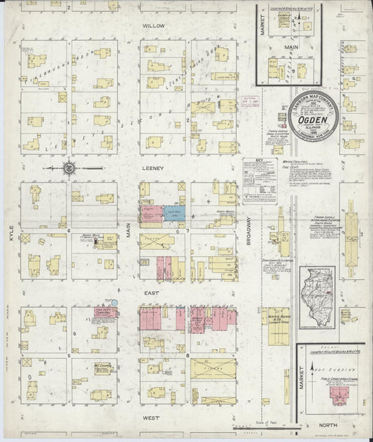 Sanborn Fire Insurance Map from Ogden, Champaign County, Illinois (1914), Sheet #0001 - Historic Sanborn Fire Insurance Map Print, vintage old map wall art, antique decor, genealogy gift, Illinois Illinois map