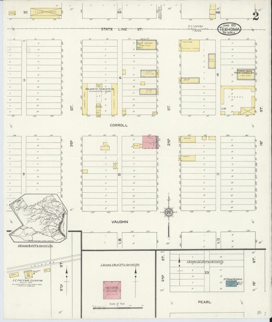 Sanborn Fire Insurance Map from Texhoma, Texas County, Oklahoma and Sherman County, Texas, Oklahoma (1913), Sheet #0002 - Historic Sanborn Fire Insurance Map Print, vintage old map wall art, antique decor, genealogy gift, Texhoma Texas map