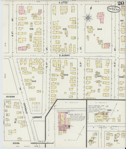 Sanborn Fire Insurance Map from Oswego, Oswego County, New York (1890), Sheet #0020 - Historic Sanborn Fire Insurance Map Print, vintage old map wall art, antique decor, genealogy gift, New York New York map