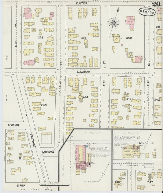 Sanborn Fire Insurance Map from Oswego, Oswego County, New York (1890), Sheet #0020 - Historic Sanborn Fire Insurance Map Print, vintage old map wall art, antique decor, genealogy gift, New York New York map