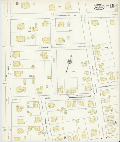 Sanborn Fire Insurance Map from Wilson, Wilson County, North Carolina (1913), Sheet #0018 - Complete Map Set gallery image, historic Sanborn map, vintage wall art, North Carolina North Carolina