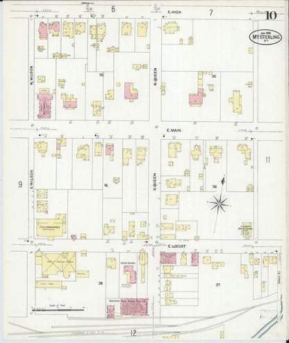 Sanborn Fire Insurance Map from Mount Sterling, Montgomery County, Kentucky (1908), Sheet #0010 - Complete Map Set gallery image, historic Sanborn map, vintage wall art, Kentucky Kentucky