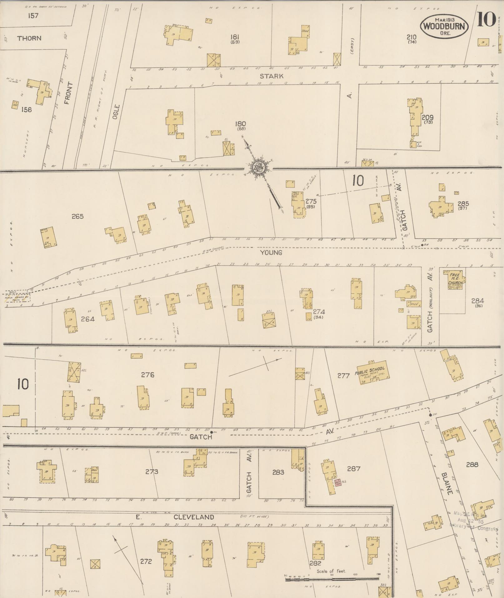 Sanborn Fire Insurance Map from Woodburn, Marion County, Oregon (1913), Sheet #0010 - Complete Map Set gallery image, historic Sanborn map, vintage wall art, Oregon Oregon