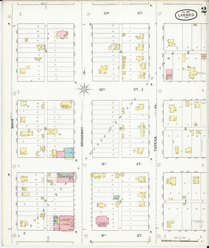 Sanborn Fire Insurance Map from Larned, Pawnee County, Kansas (1892), Sheet #0002 - Complete Map Set gallery image, historic Sanborn map, vintage wall art, Kansas Kansas