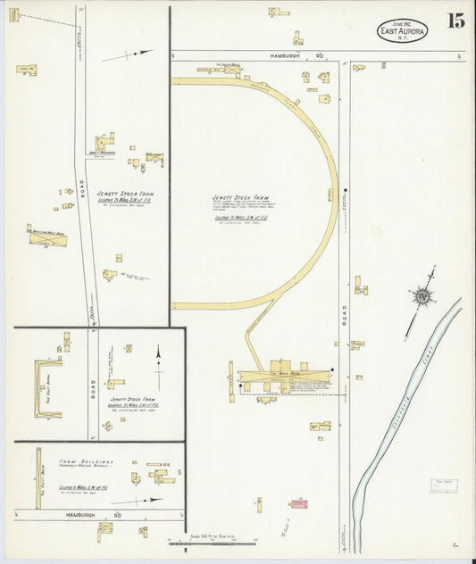 Sanborn Fire Insurance Map from East Aurora, Erie County, New York (1912), Sheet #0015 - Historic Sanborn Fire Insurance Map Print, vintage old map wall art, antique decor, genealogy gift, New York New York map
