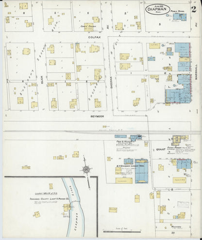 Sanborn Fire Insurance Map from Chapman, Dickinson County, Kansas (1912), Sheet #0002 - Complete Map Set gallery image, historic Sanborn map, vintage wall art, Kansas Kansas