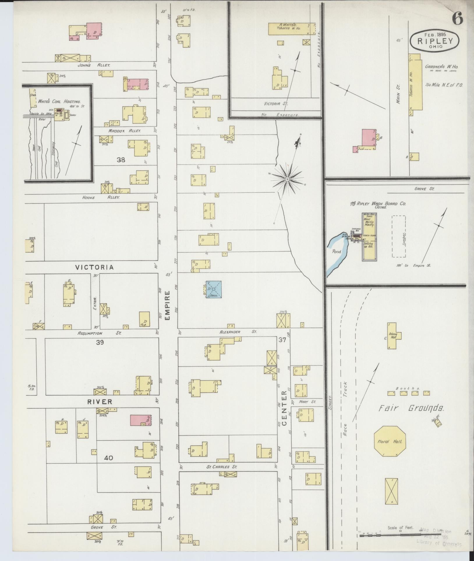 Sanborn Fire Insurance Map from Ripley, Brown County, Ohio (1895), Sheet #0006 - Complete Map Set gallery image, historic Sanborn map, vintage wall art, Ohio Ohio