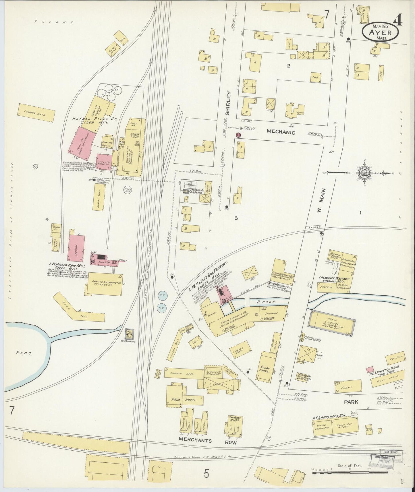 Sanborn Fire Insurance Map from Ayer, Middlesex County, Massachusetts (1912), Sheet #0004 - Complete Map Set gallery image, historic Sanborn map, vintage wall art, Massachusetts Massachusetts